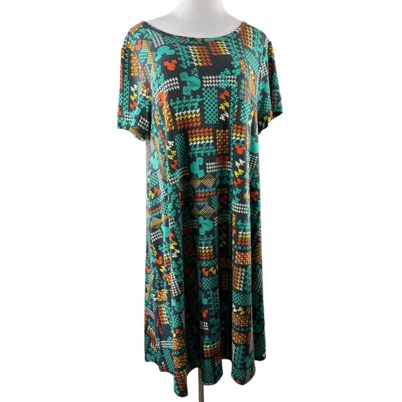 Lularoe Disney Carly Dress Mickey Mouse Mixed Print Stretch Hi-Lo Plus Size 3XL - Picture 5 of 8